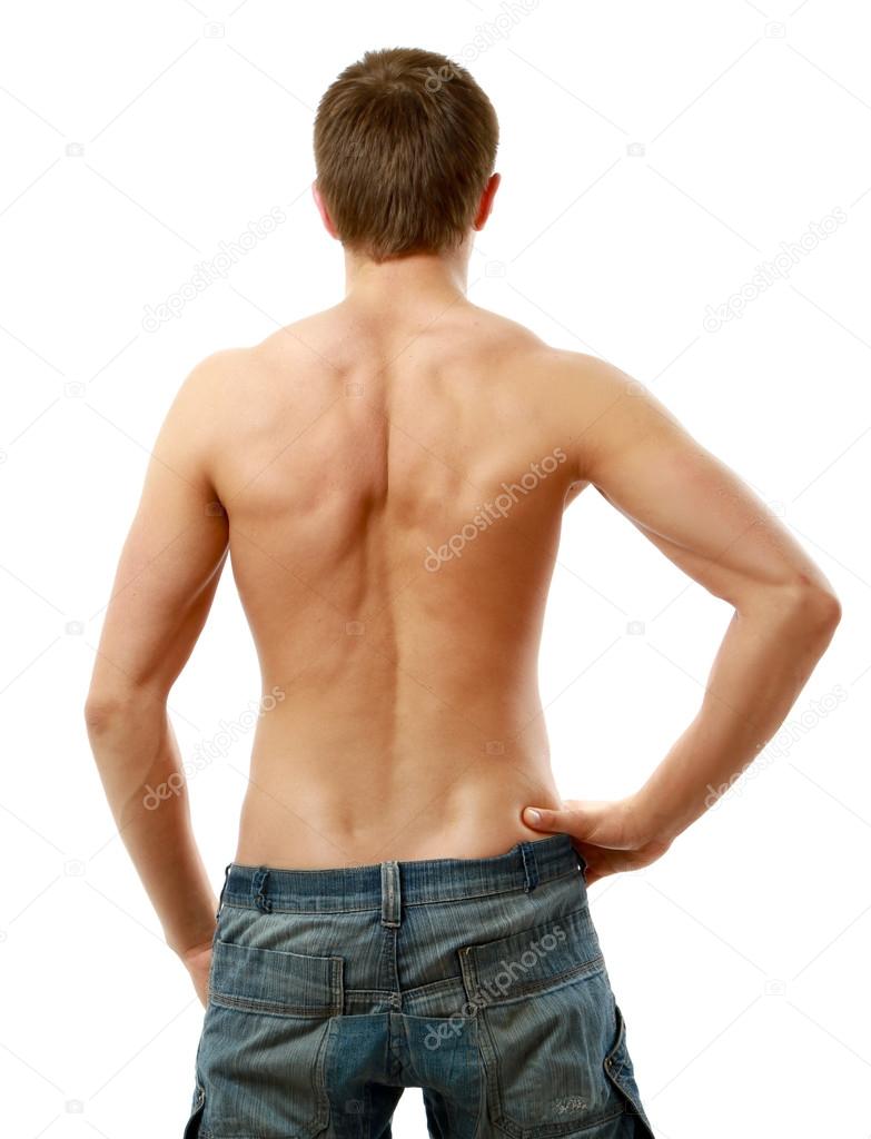 Back view of sexy muscular man