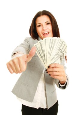 dolar ve ok gösterilen kadın ile