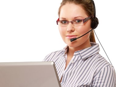 bir kulaklık ile kadın