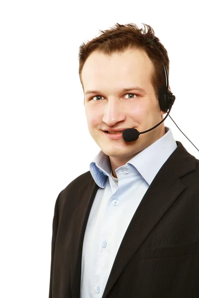 Operador de atención al cliente con auriculares — Foto de Stock