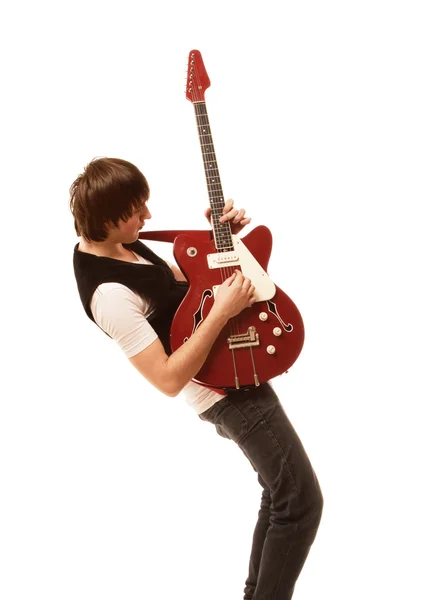 Retrato completo de um jovem guitarrista — Fotografia de Stock