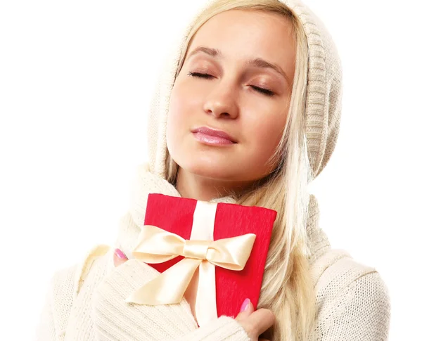 Woman with gift — Stock Photo, Image