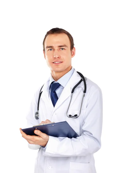 Doctor masculino de pie con carpeta — Foto de Stock