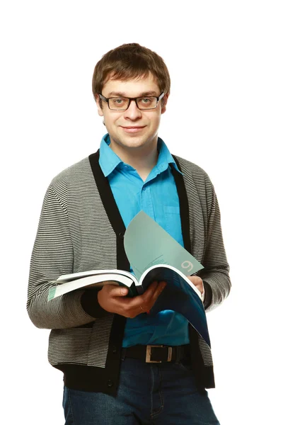 Молодой человек с книгами — стоковое фото