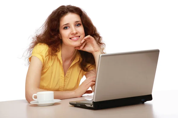 Woman working on a laptop — Stock Photo, Image