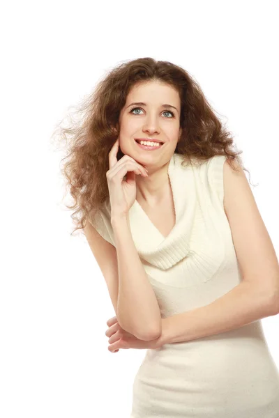 Mujer hermosa en un vestido blanco — Foto de Stock