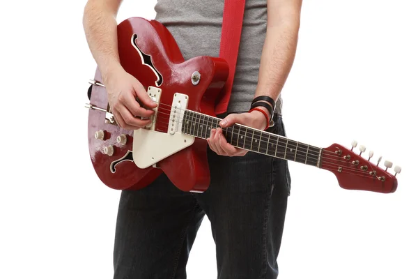 Closeup of a guitarist playing — Stock Photo, Image