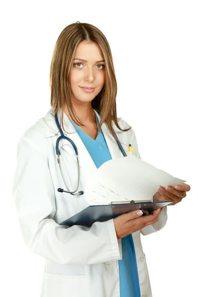 Female doctor with a folder — Stock Photo, Image