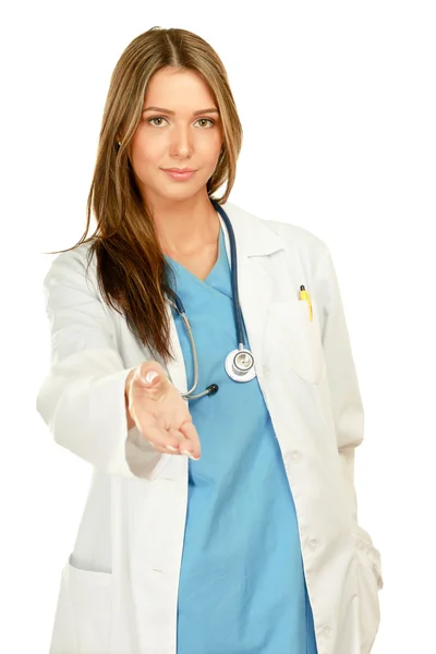 Kobieta lekarz ze stetoskopem — Zdjęcie stockowe
