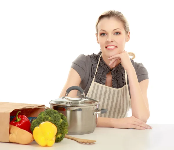 Woman with grocery bag — Stock Photo, Image