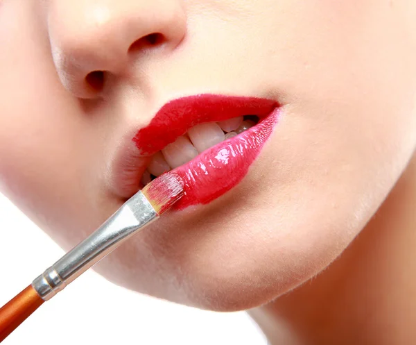Professionelles Make-up. Lipgloss. — Stockfoto