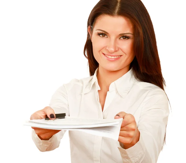 Businesswoman giving job application — Stock Photo, Image