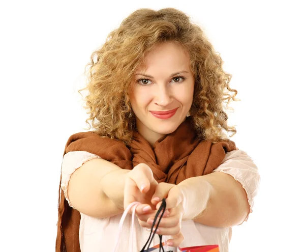 Woman holding shopping bags — Stock Photo, Image