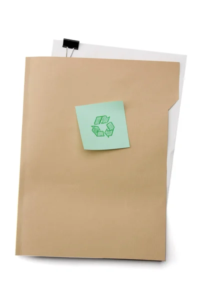 Papírové složky s ořezovou cestou a recyklaci znamení — Stock fotografie