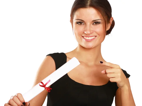 Woman student with diploma — Stock Photo, Image
