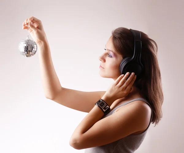 Woman with disco ball — Stock Photo, Image