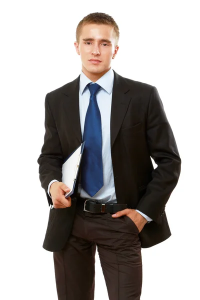 Businessman with a folder standing — Stock Photo, Image