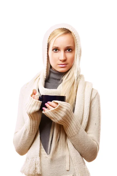 Female holding a coffee — Stock Photo, Image