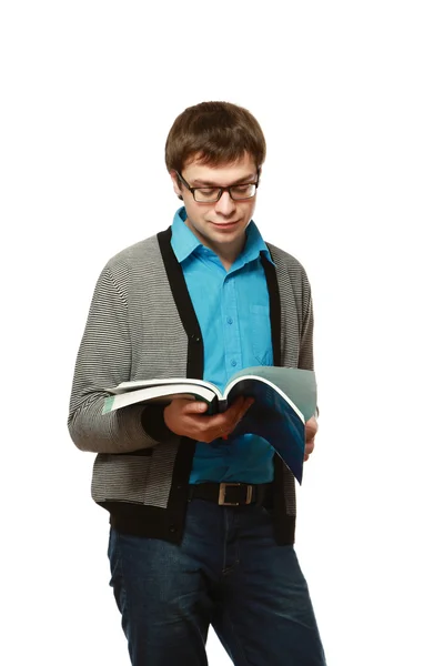 Молодий чоловік з книгами — стокове фото