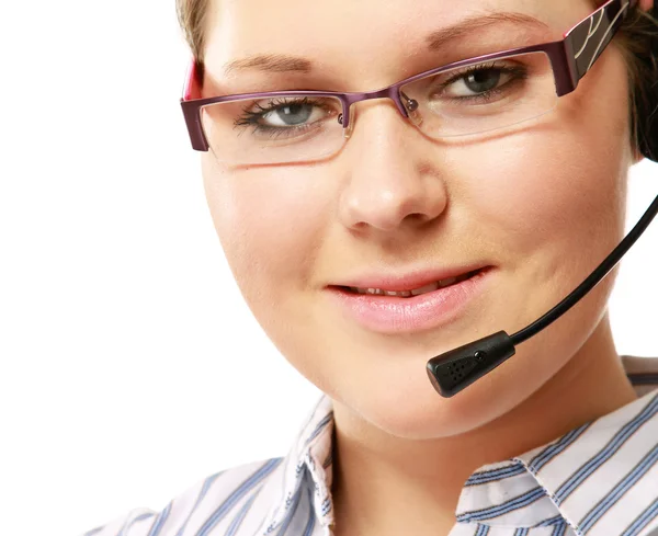 Customer service agent with a headset — Stock Photo, Image