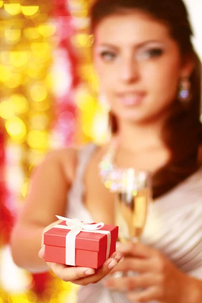 Woman with champagne glass — Stock Photo, Image