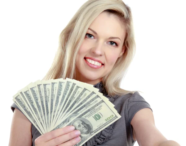 Woman with dollars in her hands Stock Image