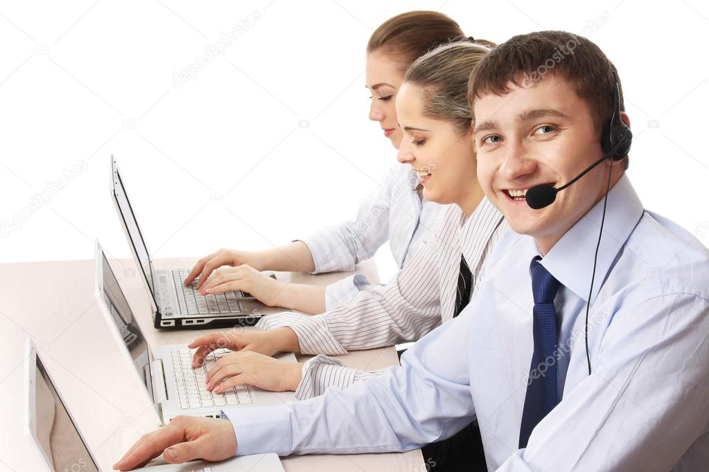 Customer service consultants working