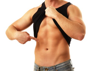 kaslarını gösteren kaslı erkek