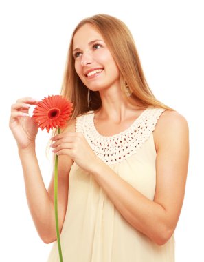 Çiçekli genç kadın.