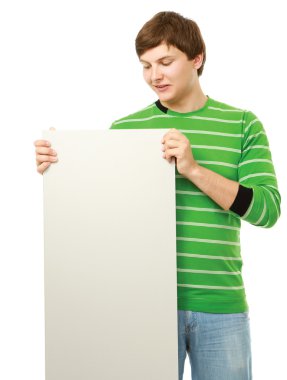 casual adam beyaz kart tutan