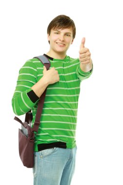 genç adam ok gösterilen