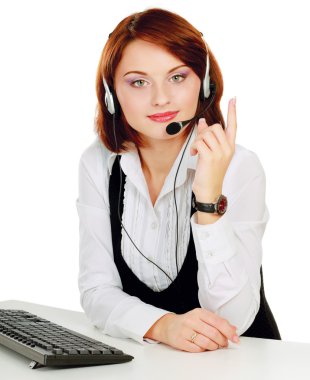 bir kulaklık ile müşteri hizmeti kız