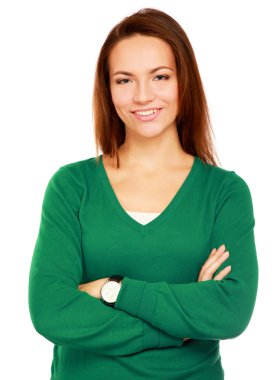 katlanmış silah ile duran kadın