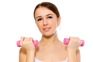 Fitness Eğitmeni dumbbells ile