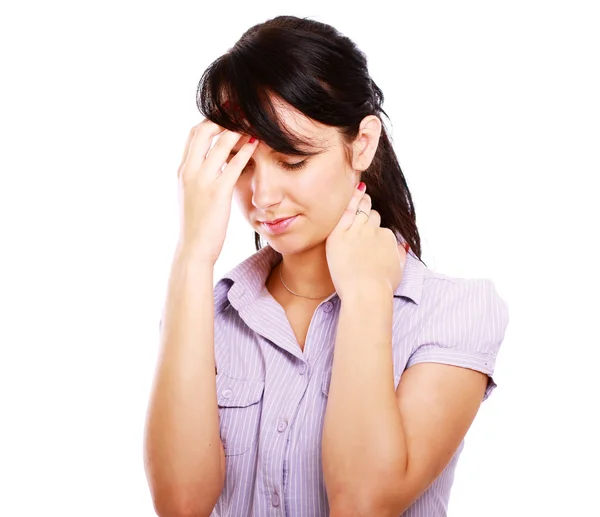 Mujer con dolor de cabeza — Foto de Stock