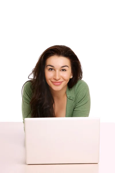 Young girl with a laptop — Stock Photo, Image