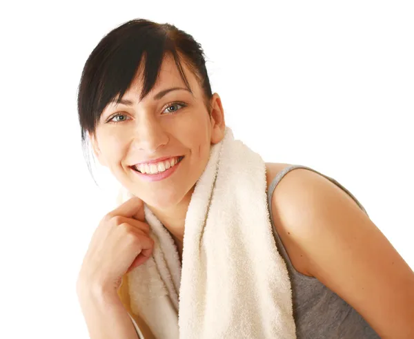 Woman with a towel — Stock Photo, Image