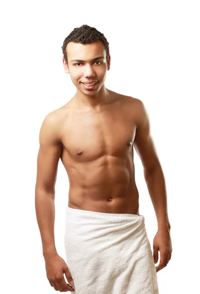 Man covering himself with a towel — Stock Photo, Image