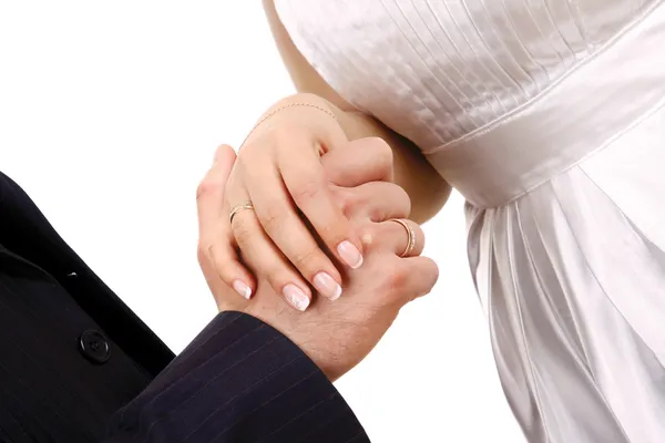 Closeup of hands of a bride and a groom — Stock Photo, Image