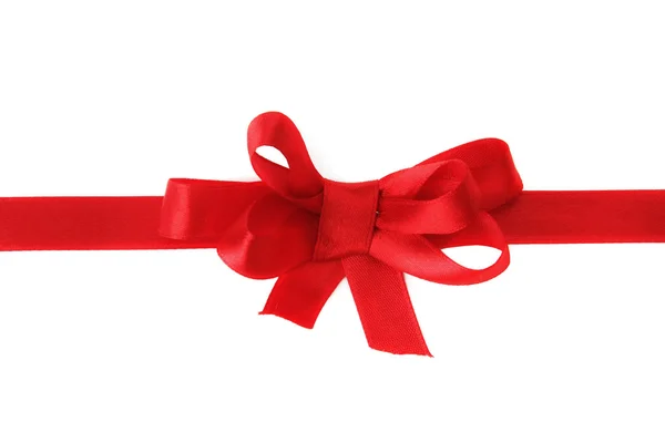 Red ribbon with bow — Stock Photo, Image