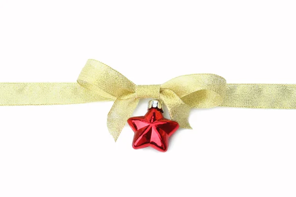 Cartão de Natal com estrela vermelha e arco — Fotografia de Stock