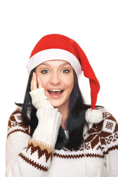 Girl wearing santa claus clothes — Stock Photo, Image