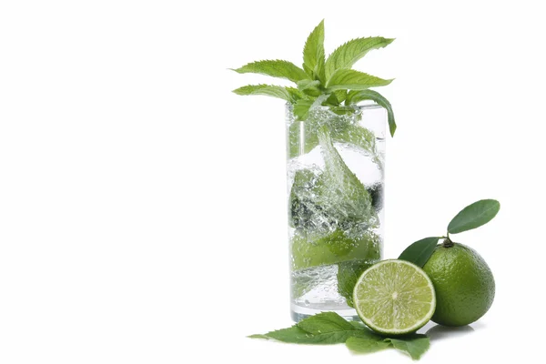 Mint, lime in glass — Stock Photo, Image