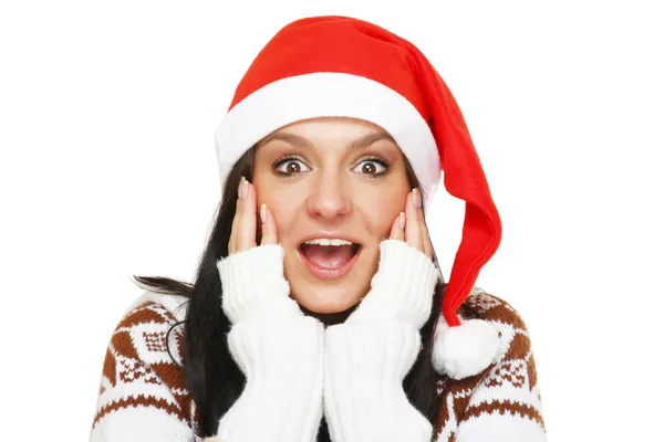 Chica usando ropa de Santa Claus — Foto de Stock