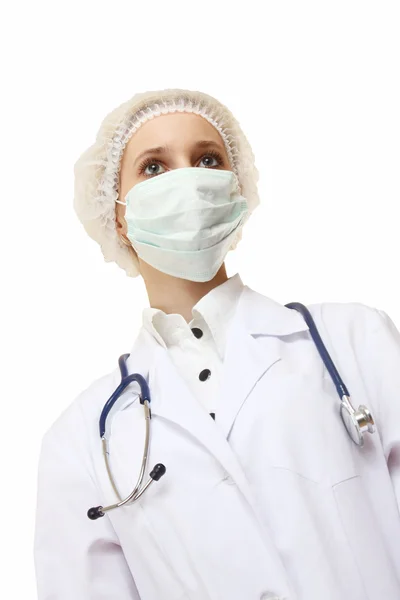 Portrait of a young doctor wearing a mask — Stock Photo, Image