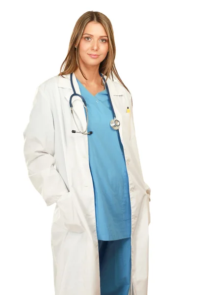 Doktor kadın kolları ile ayakta — Stok fotoğraf