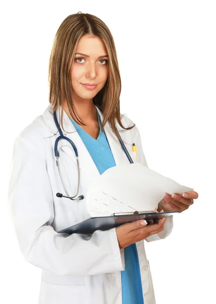 Una doctora con una carpeta — Foto de Stock
