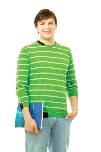 Young college guy holding books — Stock Photo, Image