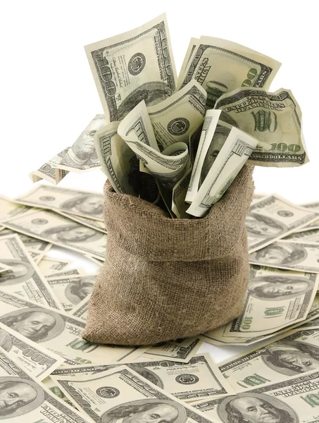 Money sack with one hundred dollar — Stock Photo, Image