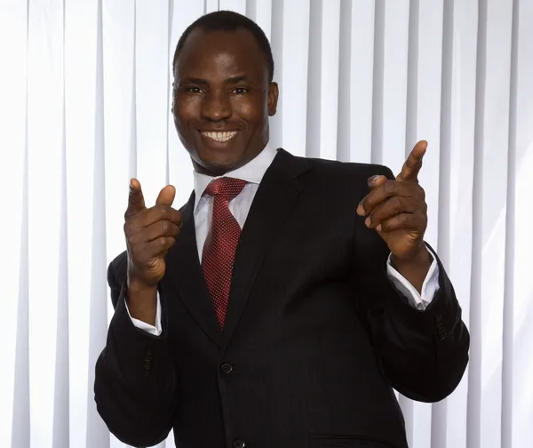 African american showing something — Stock Photo, Image